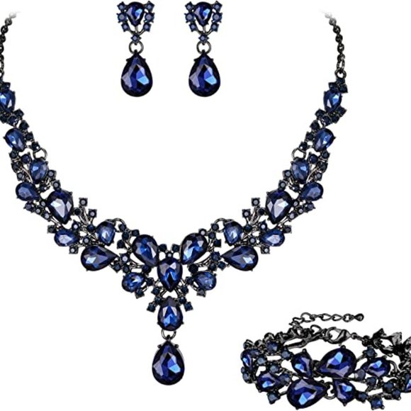 NEW Sparkling Bling Swarovski Crystal Rhinestone Wedding Necklace Set + … - Picture 4 of 16